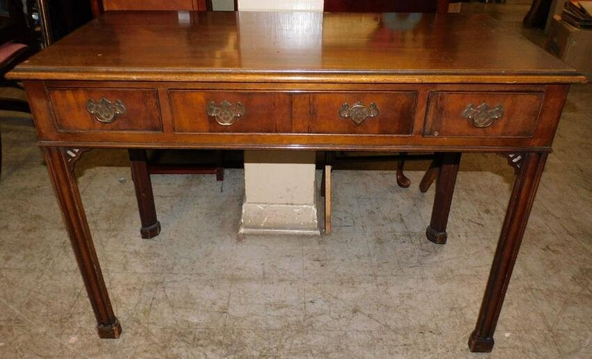 Mahogany Chippendale 3 Drawer Console Table