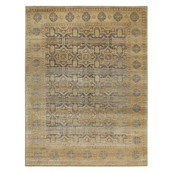 Mamluk Antiqued Gold Design Hand Knotted Silk With
