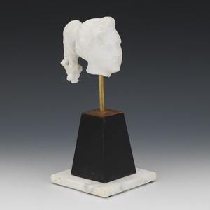 Marble Classical Beauty Head on Pedestal, After Antiquity