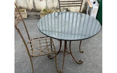 Marble topped Bistro table on wrought Iron curved legs with ...