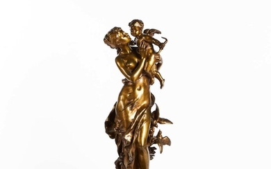 Mathurin MOREAU (1822-1912) "Allégorie de l'Amour" Bronze naturel signé Hauteur : 64 cm