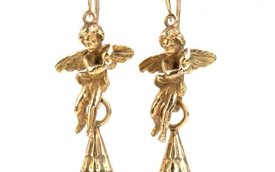 Mediterranean coral gold drop earrings