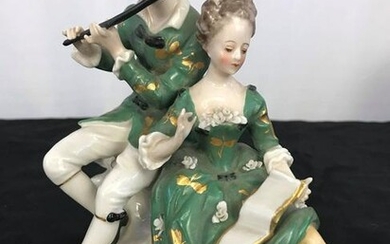 Meissen-Style Porcelain Figurine of Singer and Flautist