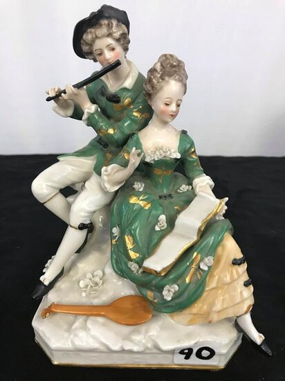 Meissen-Style Porcelain Figurine of Singer and Flautist