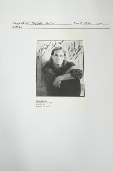 Michael Bolton Autographed Black and White Photo