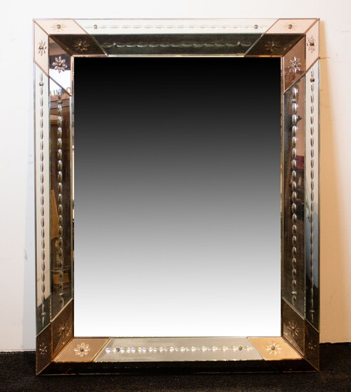Mirror with frame in mirror glass