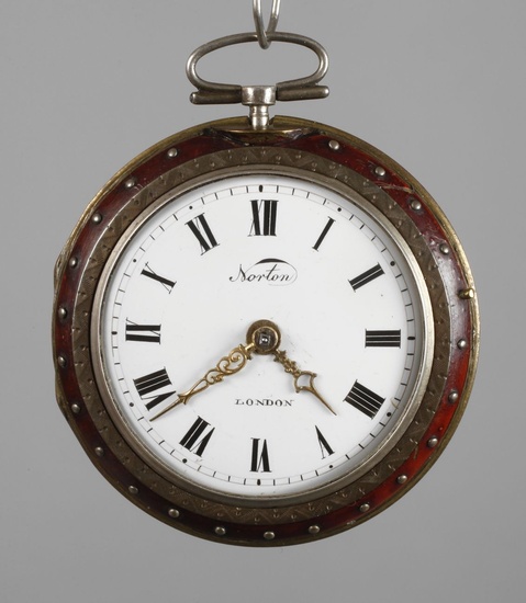 Montre de poche à fuseau horaire Norton Londres, début 19e s., mouvement finement gravé avec...