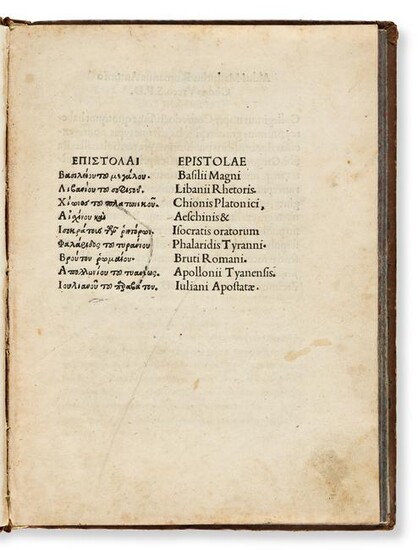 Musurus, Marcus, ed. (c1470-1517) Epistolae Diversorum