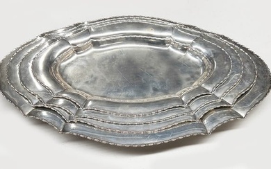 NEST OF (4) TIFFANY STERLING SILVER PLATTERS