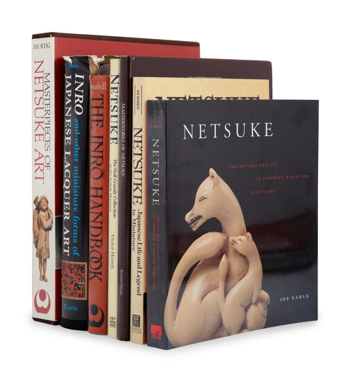 [NETSUKE] A large group of works about Japanese Netsuke, Inro and Ojime, selected titles comprising