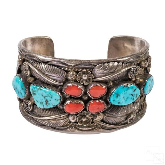 Native American Indian Sterling Turquoise Cuff