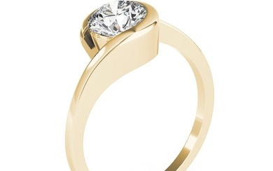 Natural 1 CTW Diamond Engagement Ring 18K Yellow Gold