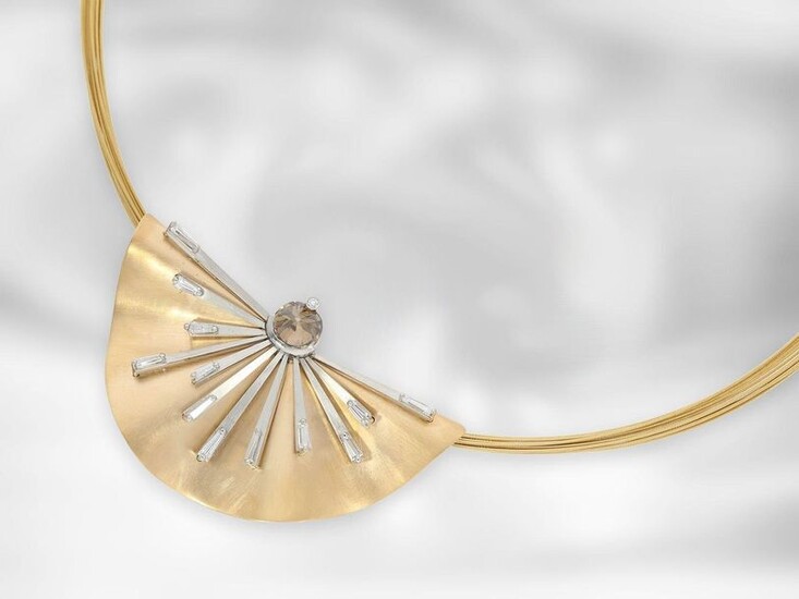 Necklace/chain: UNIQUE, exclusive designer diamond necklace with fancy...