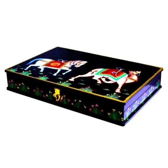 Oriental Camel Horse Lacquered Jewel Box