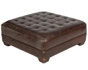 Oversized Tufted Leather Ottoman