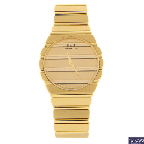 PIAGET - a gentleman's 18ct yellow gold Polo bracelet watch.