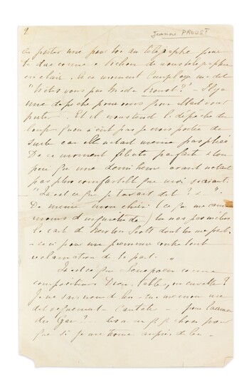 PROUST, Jeanne. Lettre à Marcel. Evian, 1900. Amusante lettre à son "loup" racontant son séjour d'un ton badin