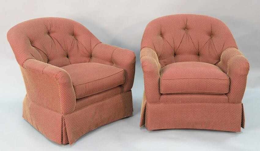 Pair Ethan Allen upholstered chairs, ht. 33:, wd. 33".