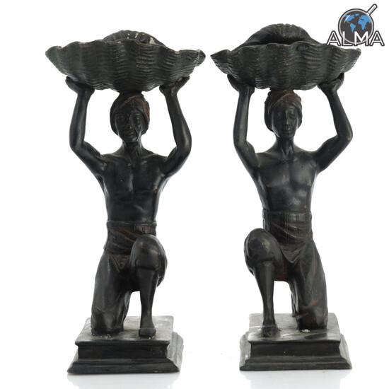 Pair of Bronze Salt Shakers Franz Bergmann Style