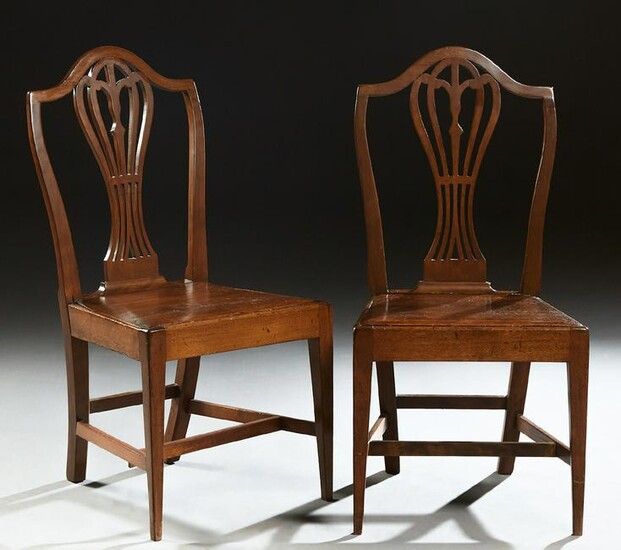 Pair of Hepplewhite Style Carved Mahogany Side Chairs