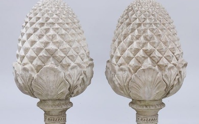 Pair of Large Cast Stone Pineapple Finials