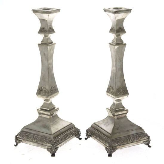 Pair of Large and Impressive Sterling Silver Candlesticks.