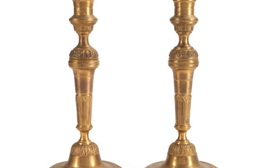 Pair of Louis XV Gilt Bronze Candlesticks, France, 18th century.