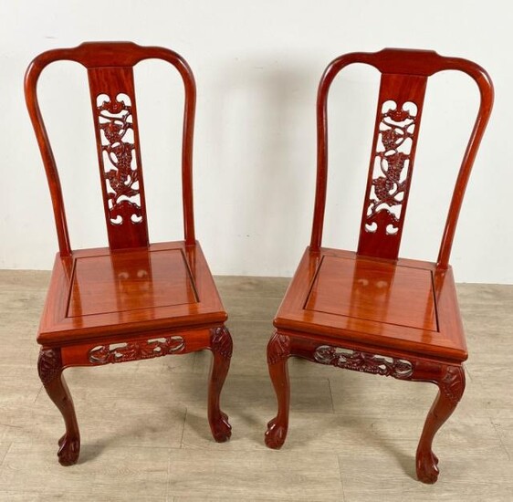 Pair of Queen Anne Style Chinoiserie Chairs