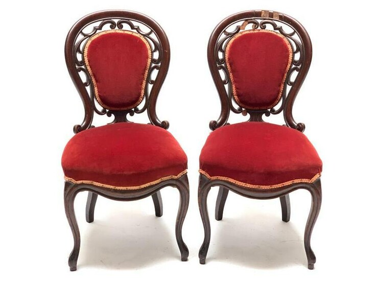 Pair of Victorian Walnut Side Chairs