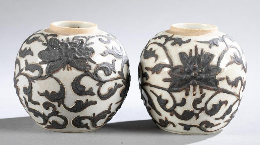 Pair of white glaze ceramic jars.