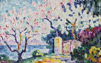 Paul Signac "Alomd Trees in Flower, 1902" Offset Lithograph