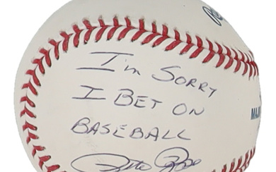 Pete Rose Signed OML Baseball Inscribed "I'm Sorry I Bet On Baseball" (JSA)