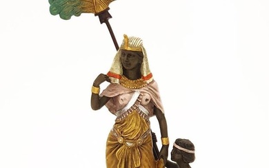 Pharaoh & Her Slave, Bergman Bronze Figurine Group