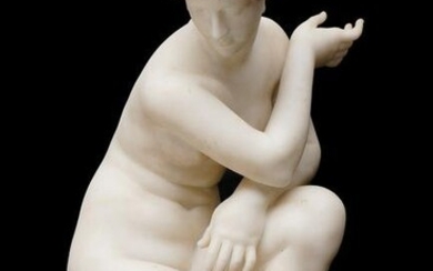 Pietro Bazzanti Marble Kneeling Nude Maiden Statue