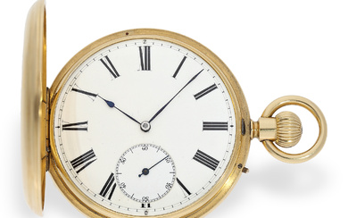 Pocket watch: heavy English pocket chronometer with very interesting movement and special winding, Hallmarks 1875