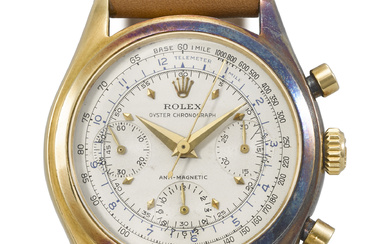 ROLEX. AN EXCEEDINGLY RARE AND WELL PRESERVED 18K GOLD ANTI-MAGNETIC...