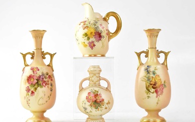 ROYAL WORCESTER; four Blush Ivory pieces, comprising a near pair...