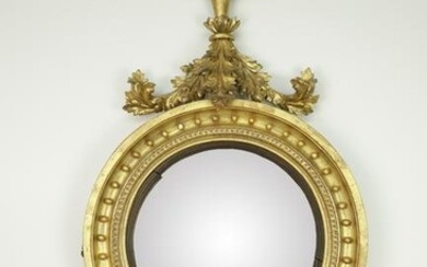 Regency Carved Giltwood Convex Girondale Mirror, early 19th Century