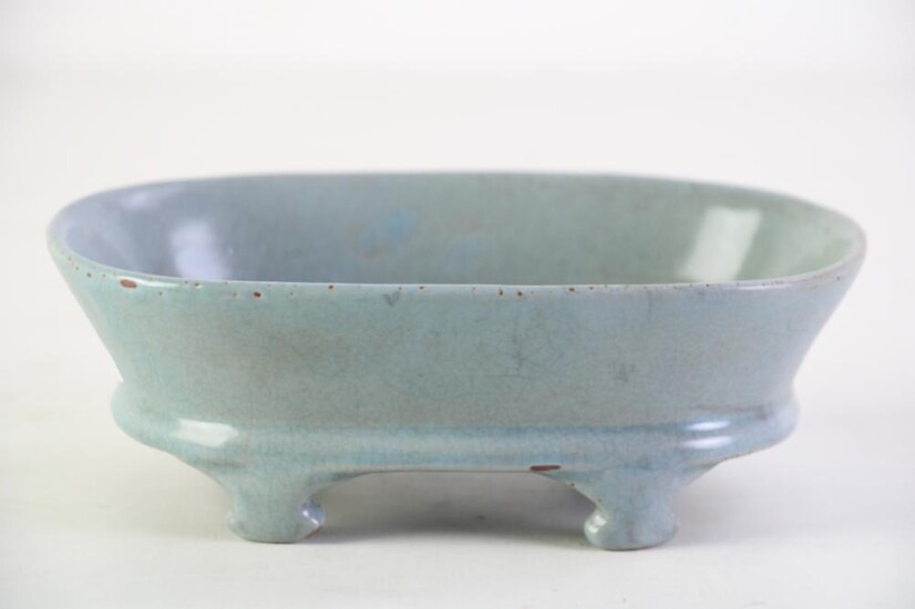 Ru Style Glazed Oval Shaped Narcissus Bowl (H6cm, W17.5cm, D12.5cm)