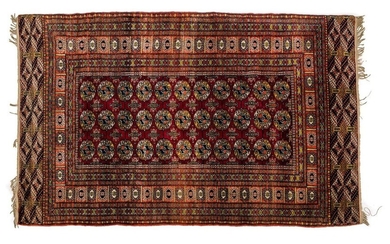 Russian Bukara carpet late 20th centurywool on woolextra fine, gul design 200 x 125 cm