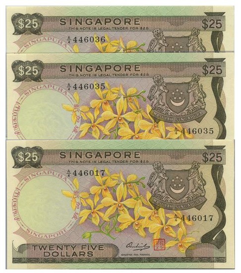 SINGAPORE Orchid Series $25 Yellow paper running