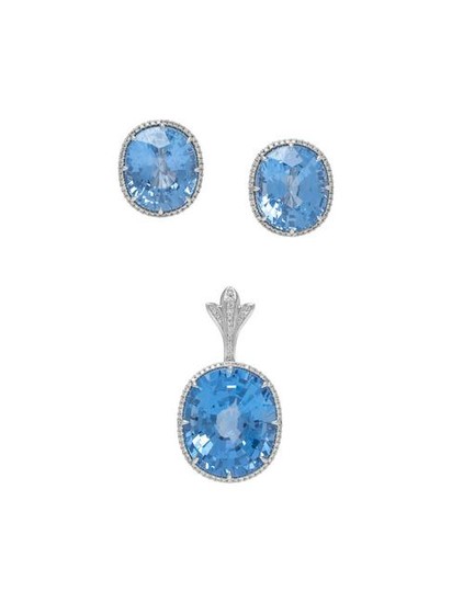 SYNTHETIC BLUE SPINEL AND DIAMOND SUITE