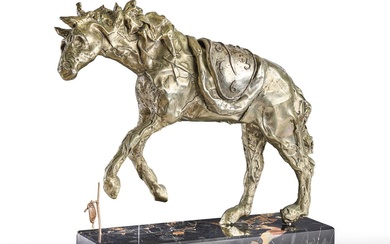Salvador DALI (1904-1989) Le cheval à la montre molle, 1981 SCULPTURE. Epreuve en bronze à...