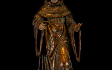 Sculpture de saint Antoine de Padoue, école castillane, XVIIe siècle Sculpture sur bois. On en...