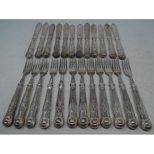 Set of Kings Pattern Silver Plated Fish Flatware.