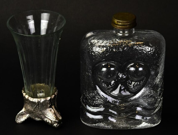 Silver Plated Boar's Head Stirrup Cup & Flask