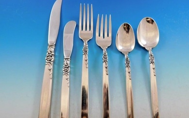 Silver Rose by Oneida Sterling Silver Flatware Set for 12 Service 80 Pieces