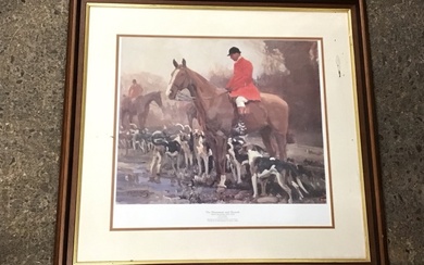 Alfred Munnings, coloured print, titled The Huntsman and Hounds, signed...