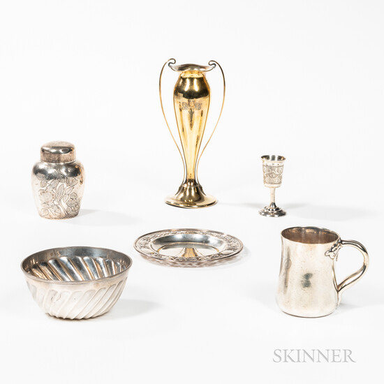 Six Mostly American Silver Table Items