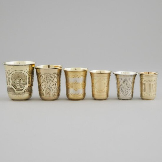 Six Russian Silver and Silver-Gilt Beakers, Moscow